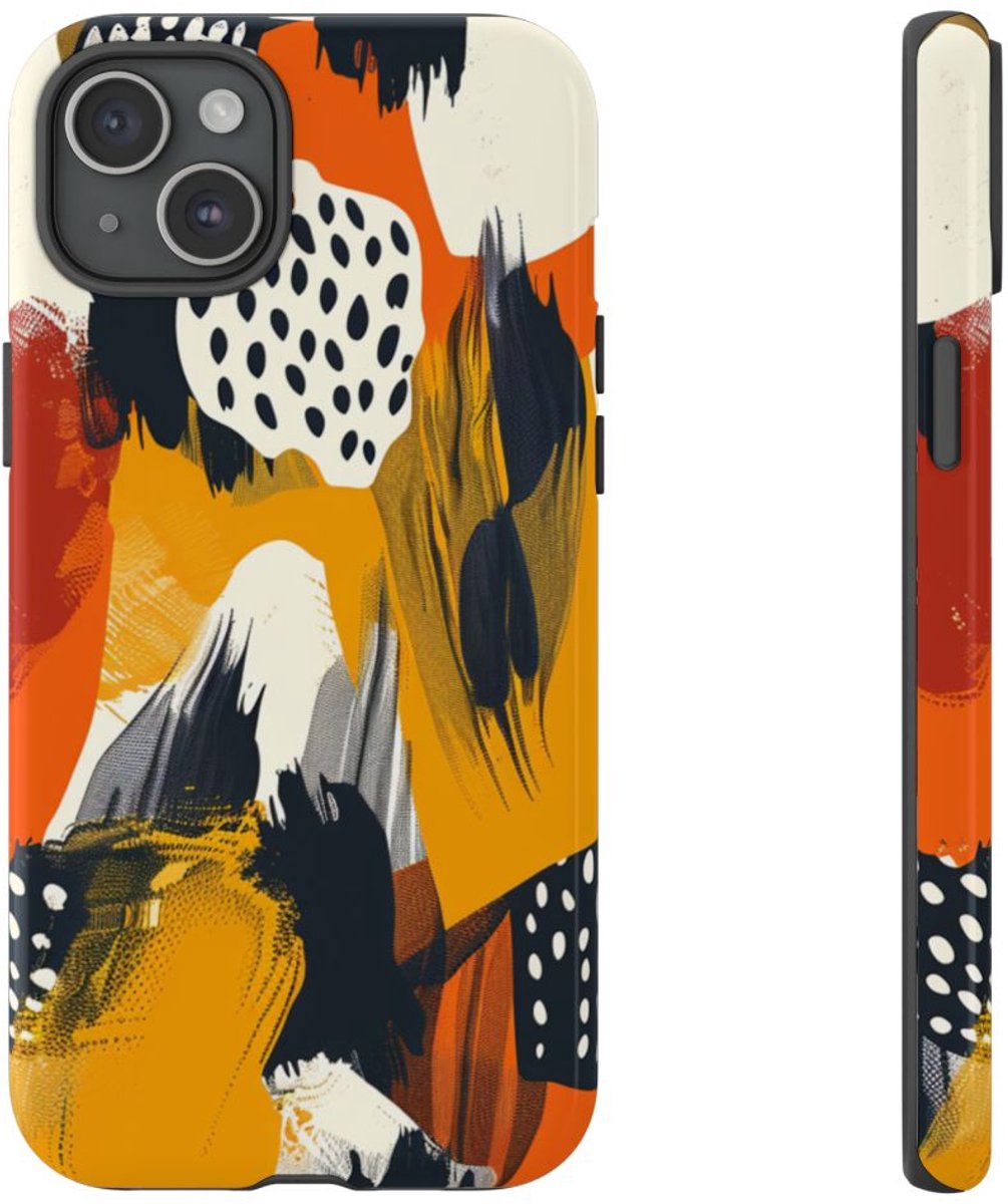 Abstracte Kleurrijke Penseelstreken – Telefoonhoesje Geschikt voor iPhone 15 Plus