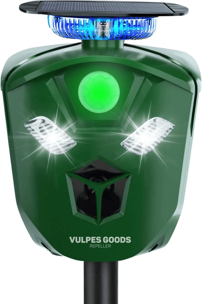 Bol.com Vulpes Goods® Verjager - Ultrasone Kattenverjager op zonneenergie - Kattenschrik - Marterverjager - Dierenverjager - Wat... aanbieding