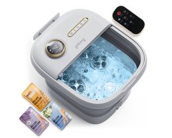Goliving Automatische Voetenbad - Incl. 3x Badzout - Voetmassage Apparaat - Inklapbaar Voetbad Met Massage - Verwarming tot 48°C- Afstandsbediening - Wit