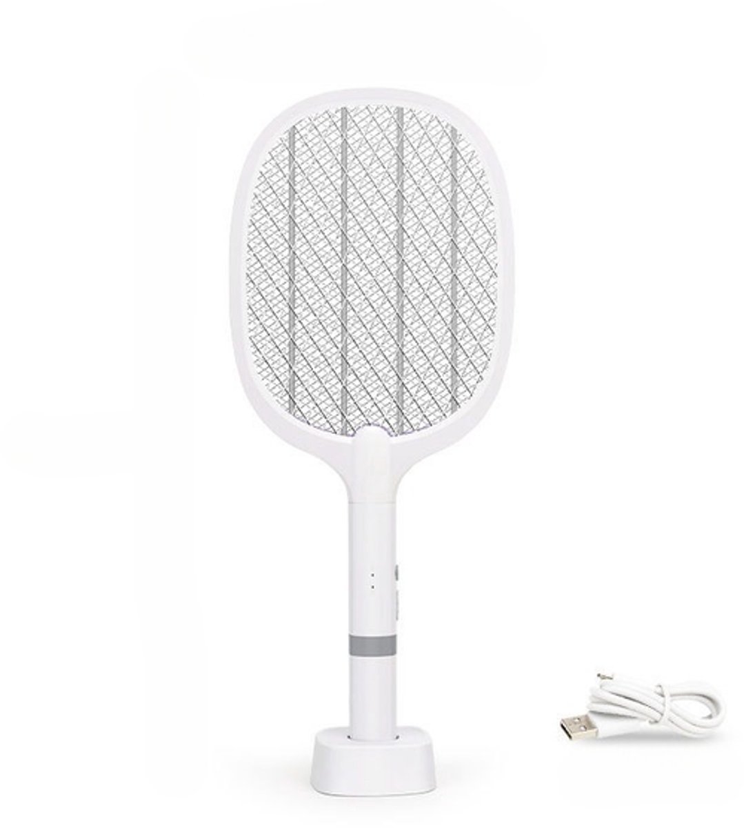 Elektrische insectenmepper - electrische vliegenmepper - USB-C oplaadbare muggenverdelger - Krachtige vliegenmepper - 2-in-1 insectenverdelger - Wit