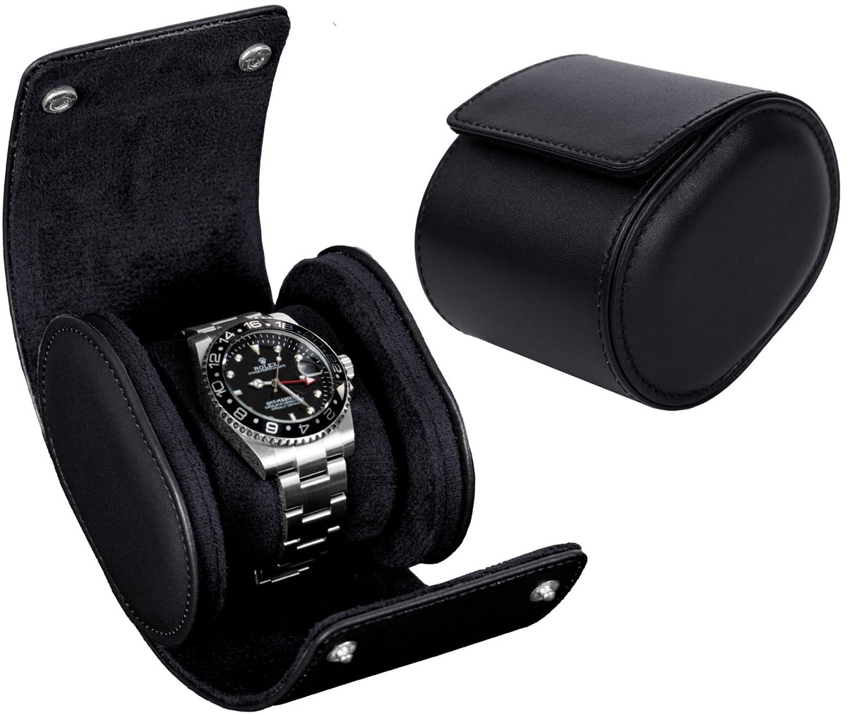 Horlogerol reiskoffer Echt lederen horlogedoos voor heren en dames Horloge-organizer met suède bescherming Horlogerollen voor veilige opslag thuis