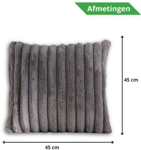 Set de 2 Coussins décoratifs 45x45 cm Gris foncé | Tissu côtelé de Luxe double face | Coussins intérieurs inclus | Moelleux, doux, peluche, nounours | Ensemble de coussins décoratifs | Coussins pour canapé à l'intérieur, salon | Coussins Décoration