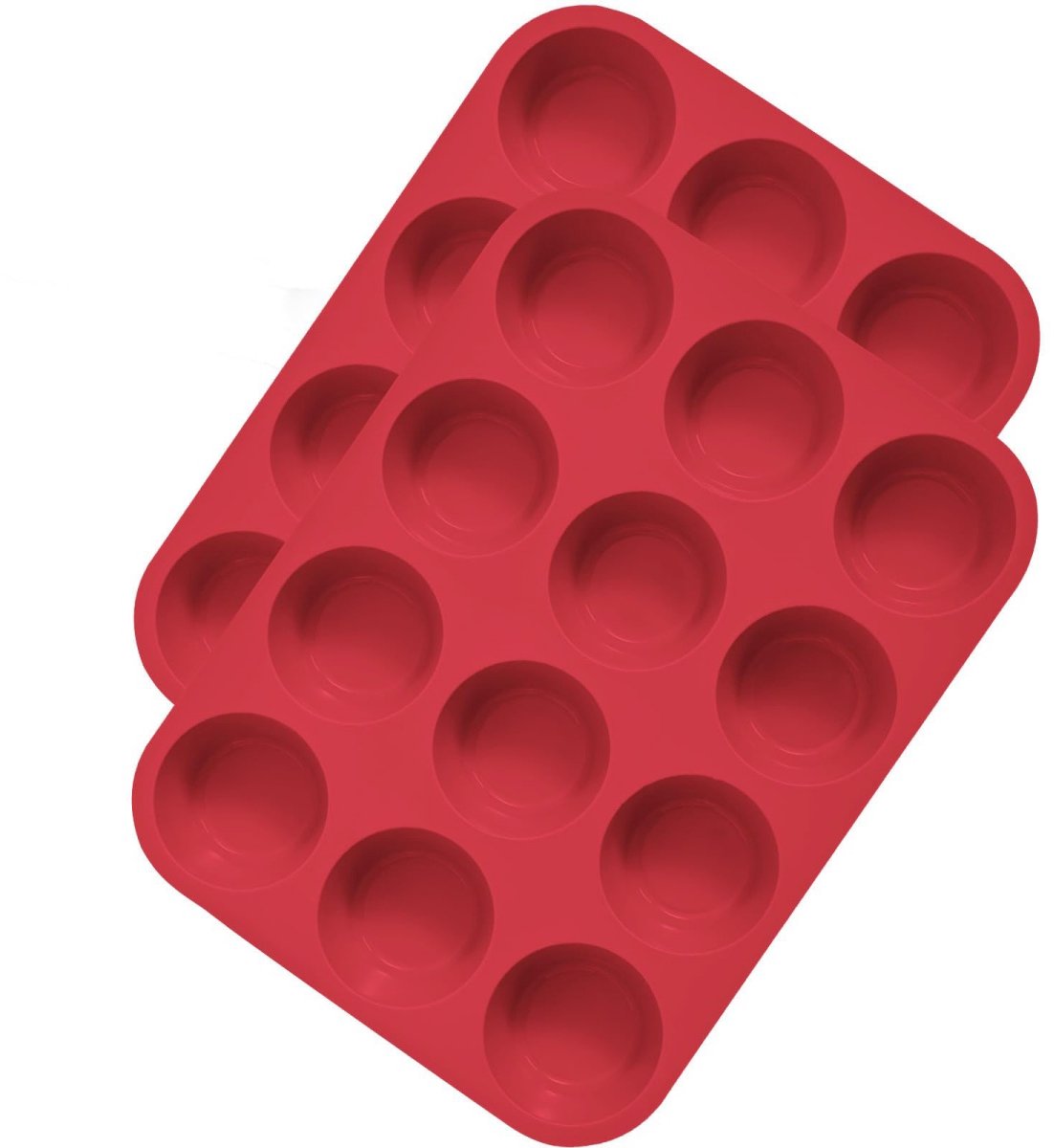 TOVBMUP 2 stuks Muffinvormen - Siliconen Muffinvormen - Cupcakevormen - Antiaanbaklaag - Gemakkelijk uit de vorm te halen - Herbruikbaar - Maakt 12 cupcakes - Rood