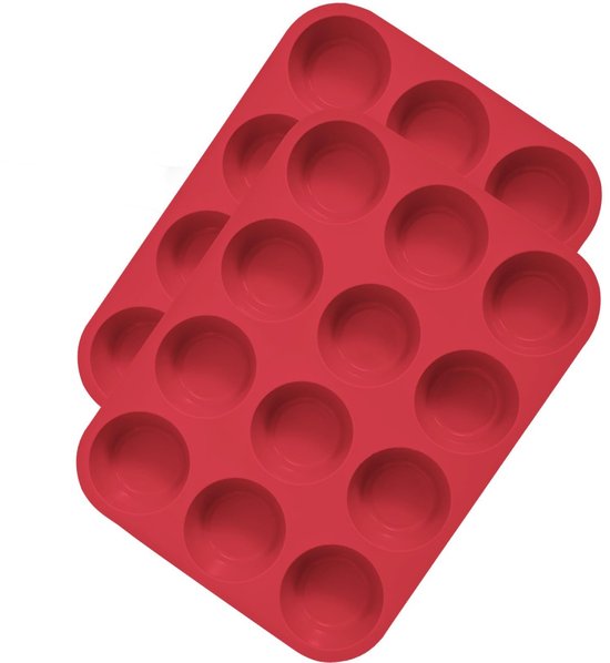 Moule à muffins Tovbmup 2 pièces - moules en silicone - réutilisables - convient pour 12 cupcakes - rouge