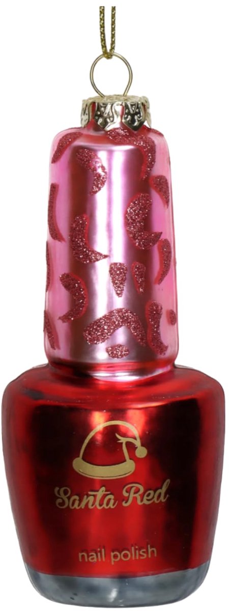 Ibenzoa® Unieke Kerstdecoratie Nagellak Ornament in Sprankelend Rood voor Feestelijke Sfeer