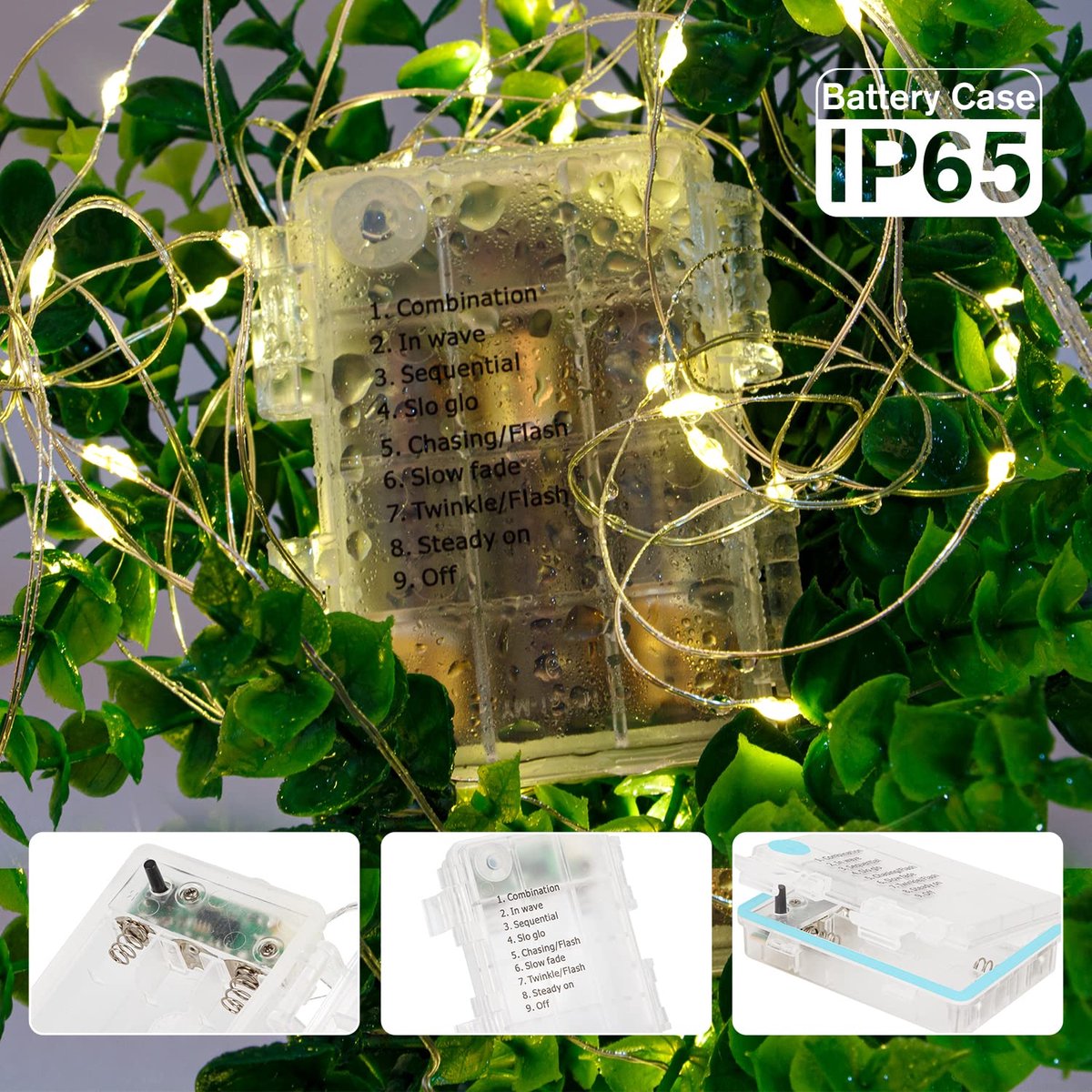 Ibenzoa® Warmwitte LED-lichtketting met 8 verlichtingsmodi en afstandsbediening voor veelzijdige decoratie