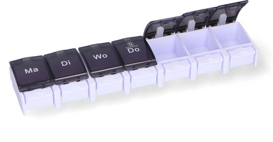 Pilulier Gandria 7 jours - Pilulier 7 compartiments - Boîte à médicaments avec fermeture sécurisée - Grands compartiments - Zwart