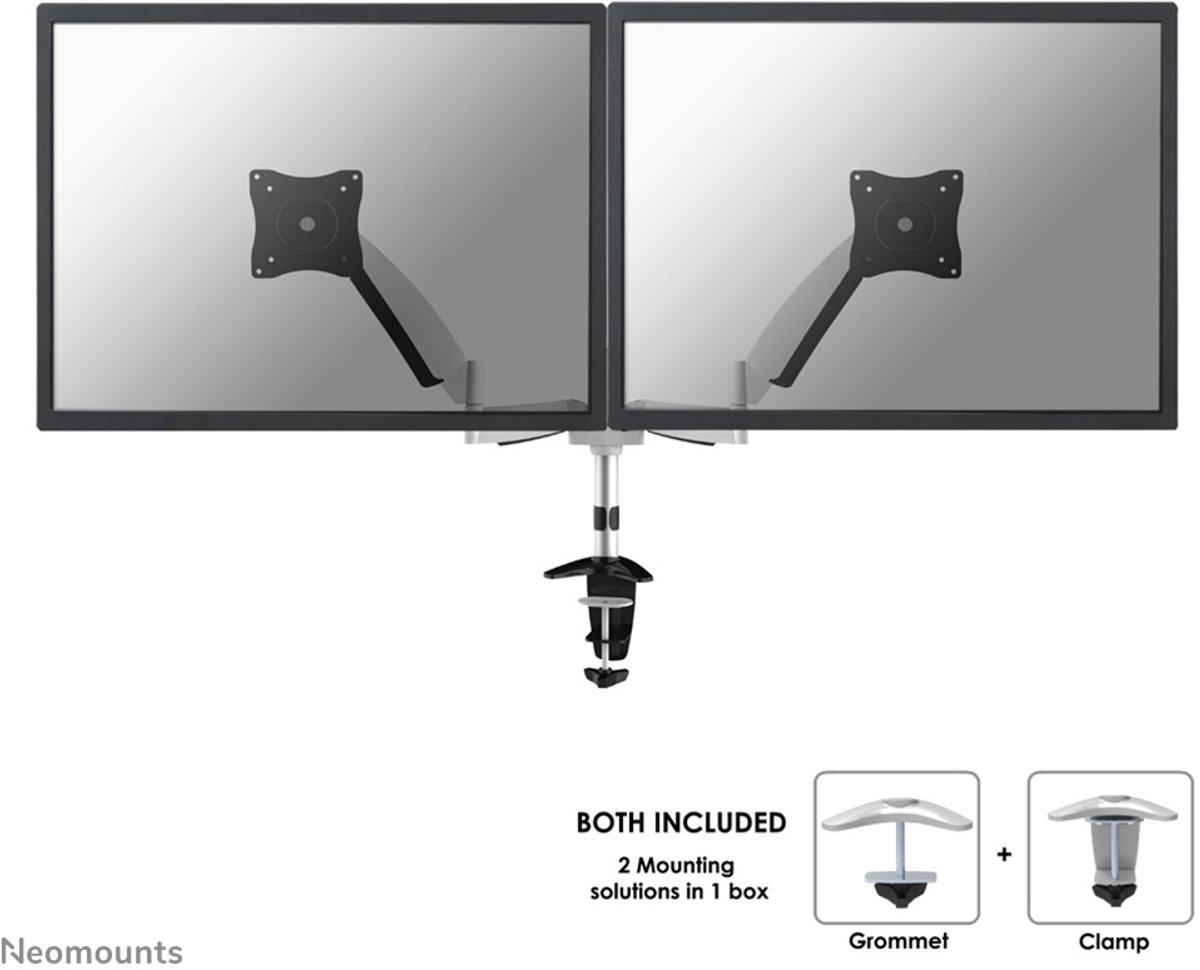 Neomounts FPMA-D950D Monitorarm 2 schermen - 10-27" - 0-9 kg/scherm - gasveer - zilver