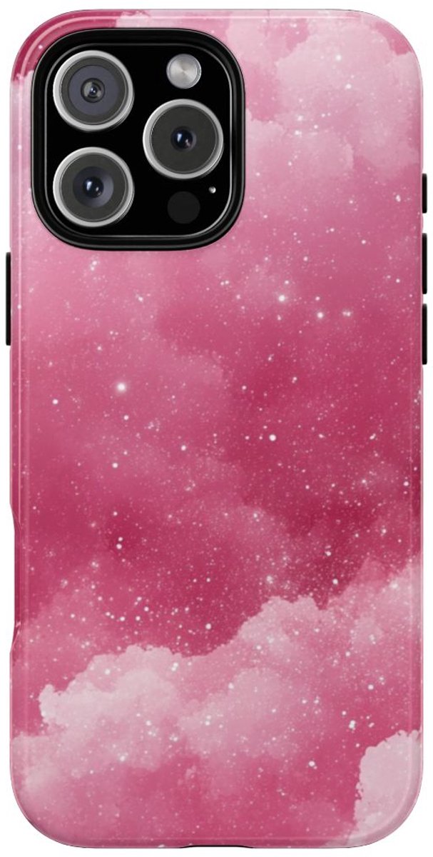 Roze Glitterwolkenpatroon – Telefoonhoesje Geschikt voor iPhone 16 Pro Max