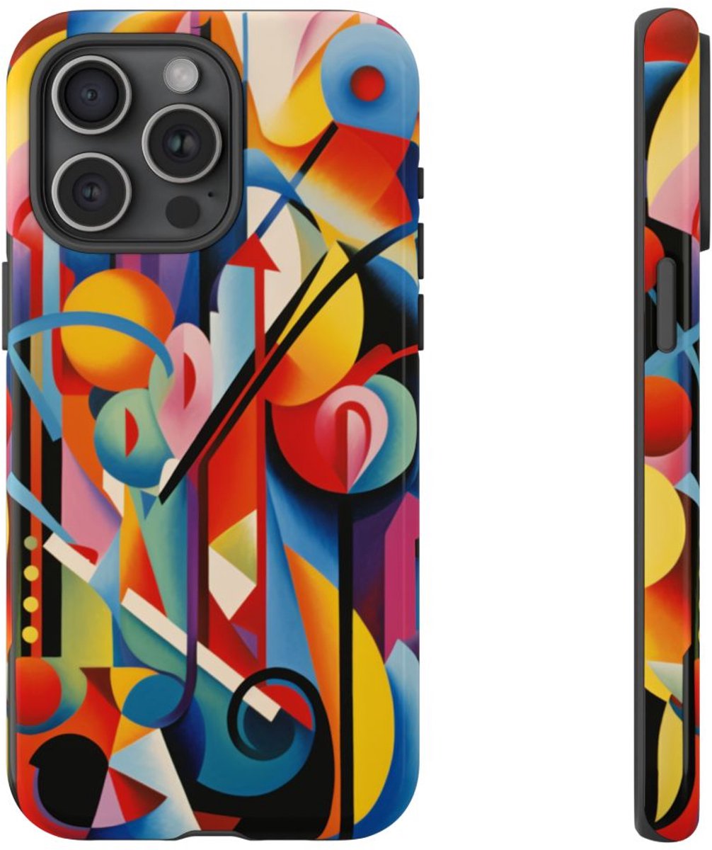 Kleurrijke Abstracte Geometrische Kunst – Telefoonhoesje Geschikt voor iPhone 15 Pro Max