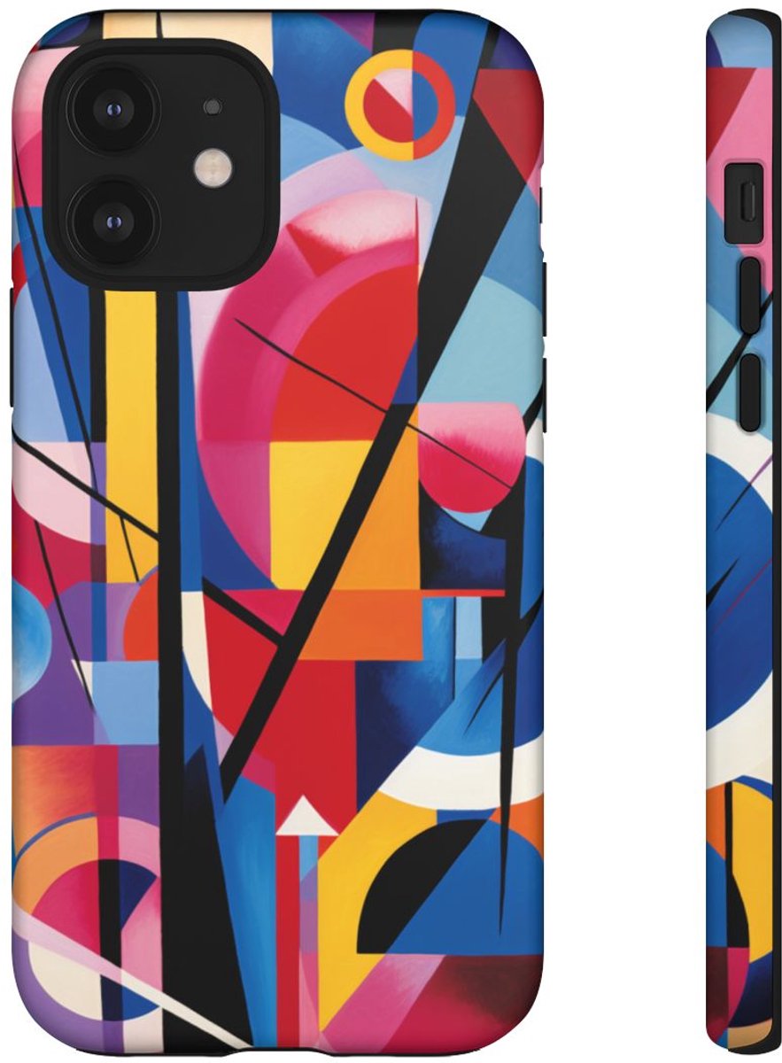 Abstracte Geometrische Kleurencompositie – Telefoonhoesje Geschikt voor iPhone 12