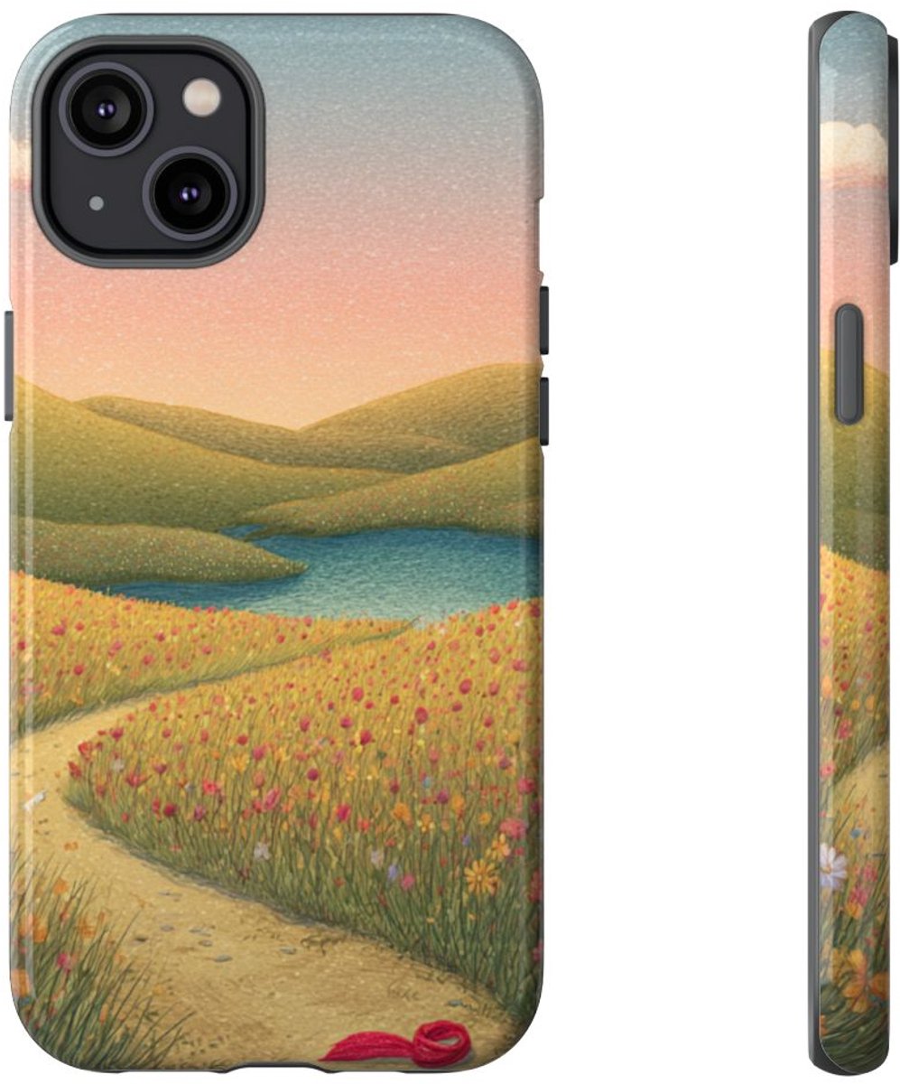 Sprookjesachtig Bloemenpad bij Meer – Telefoonhoesje Geschikt voor iPhone 14 Plus