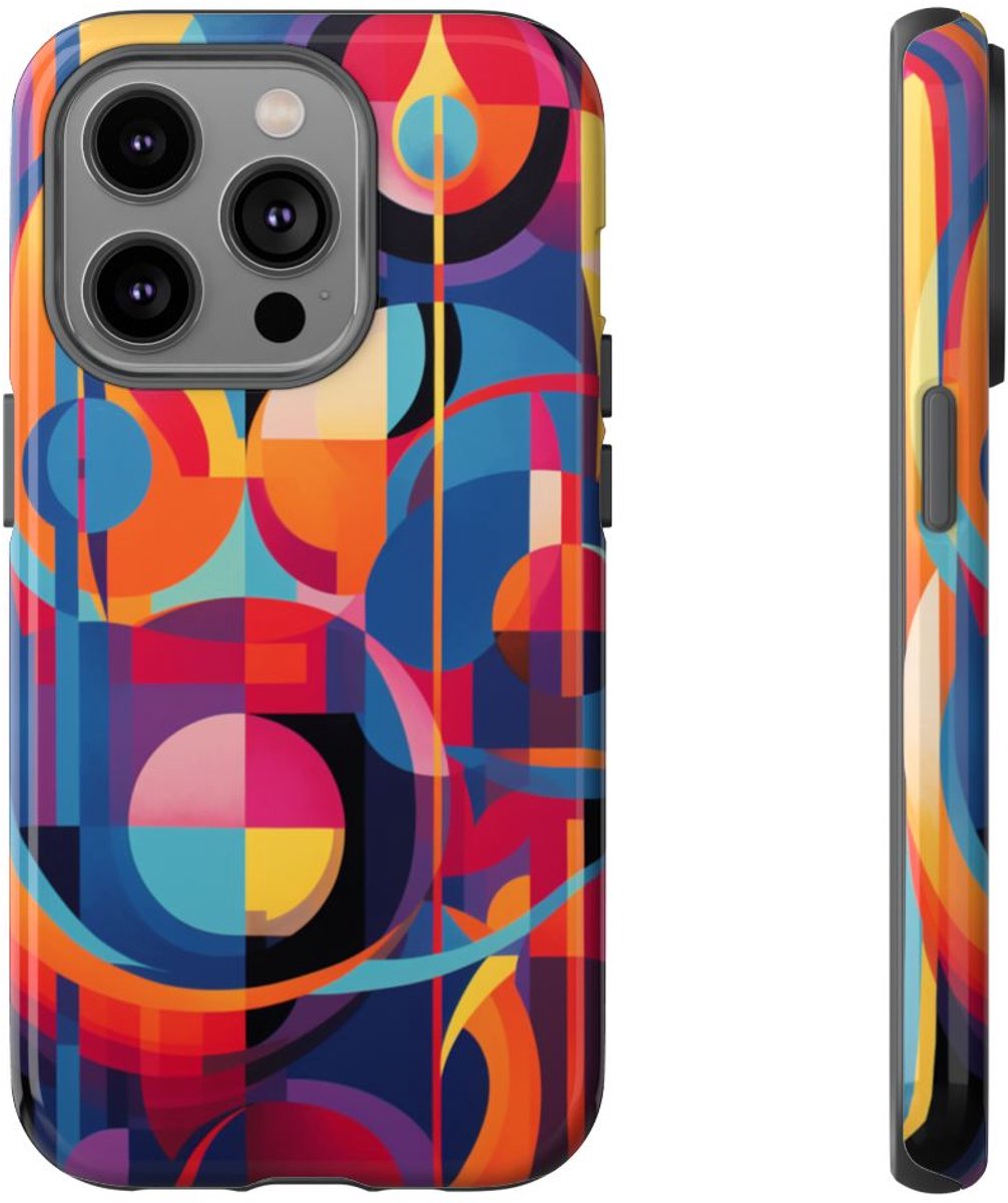 Vrolijke Geometrische Abstracte Kunst – Telefoonhoesje Geschikt voor iPhone 14 Pro