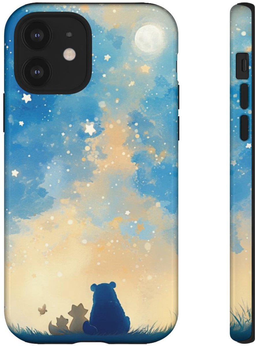 Beer, Vos en Vogel Onder Sterrenhemel – Telefoonhoesje Geschikt voor iPhone 12