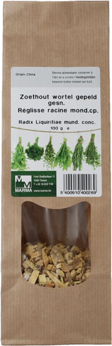 Marma Zoethoutwortel gepeld gesneden 100 Gram