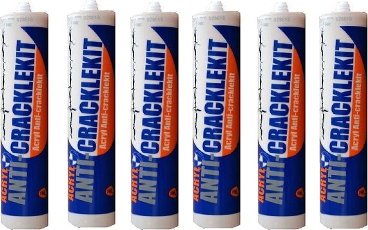 Anti Cracklekit Acryl koker 310ml kleur wit 6 stuks
