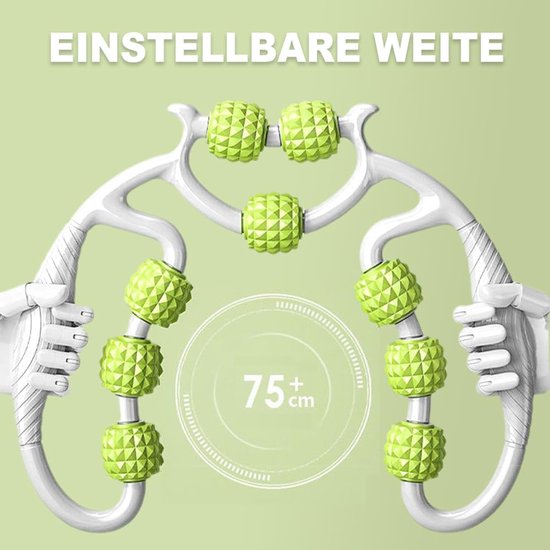 Massage Roller - Massagebal - Triggerpoint - Foamroller - Nek, armen en benen - Cellulitisroller - Massageroller met handvat - Spierpijnverlichting (blauw en wit) van Merkloos — afbeelding 4