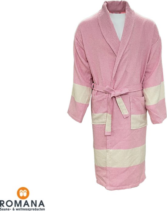 Romana Products Hamam Diamond - Badjas Unisex - Kamerjas - Ochtendjas - Roze - Maat XXL - Katoen