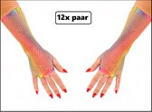 12x Paar Regenboog nethandschoen lang vingerloos - net handschoen carnaval gay pride festival optocht vingerloze thema feest