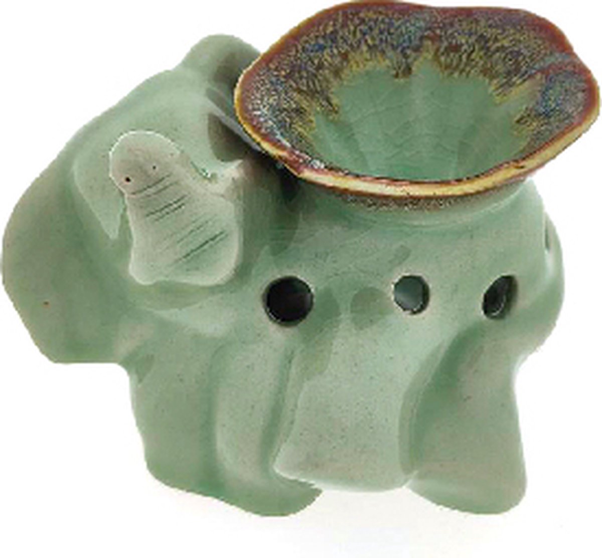 Goedkoopste Aromabrander – Aromaverdamper – Handgemaakt – Keramiek - Aroma diffuser – Olieverdamper - Aromadamper theelicht –– Olifant liggend lichtgroen