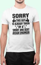 Rick & Rich - T-Shirt This Guys Is Already Taken - T-Shirt Electrician - T-Shirt Engineer - Wit Shirt - T-shirt met opdruk - Shirt met ronde hals - T-shirt met quote - T-shirt Man - T-shirt met ronde hals - T-shirt maat XL