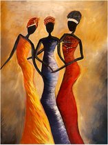 Allernieuwste.nl® Peinture sur toile Femmes africaines classiques - Art sur votre mur - Après la peinture à l'huile - Couleur - 50 x 70 cm