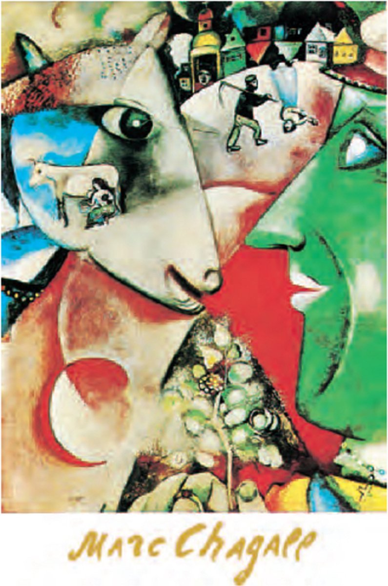 Catch Projecten Mini kunstposter - Marc Chagall - Ik en het dorp - 24x30 cm Multicolor