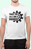 Rick & Rich - T-Shirt Trust Me I Am A Engineer - T-Shirt Electrician - T-Shirt Engineer - Wit Shirt - T-shirt met opdruk - Shirt met ronde hals - T-shirt met quote - T-shirt Man - T-shirt met ronde hals - T-shirt maat L