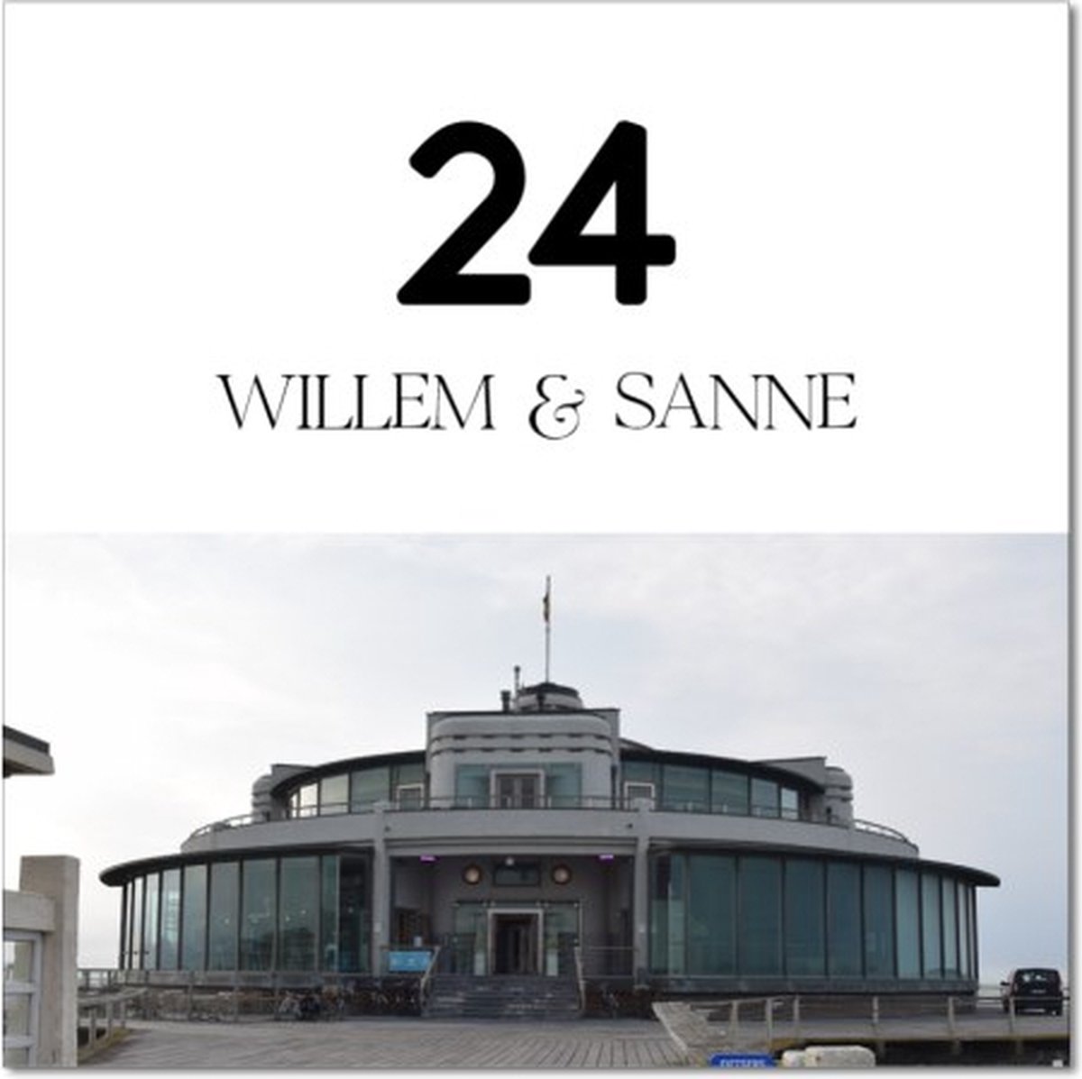 Blankenberge- Naambordje voordeur Huis - Pier van Blankenberge - Naam en Huisnummer - 30 x 30 cm - Aluminium - Grote Nummer - Souvenirs from the sea