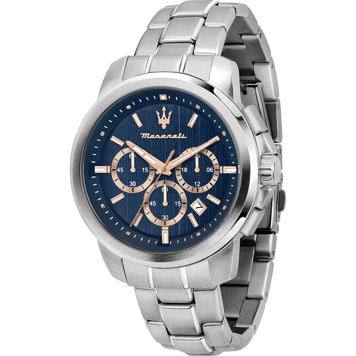 Maserati Heren horloges quartz analoog One Size Blauw, Roségoud, Zilver 32014708