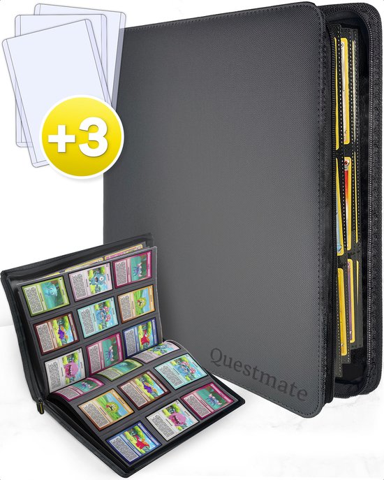 Foto: Questmate tcg verzamelmap opbergmap voor 360 kaarten 3x card sleeves 9 pocket verzamelalbum map binder bewaarmap voor speelkaarten pro kaartspel insteekalbum houder