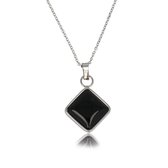 My Bendel - Collier chaîne en argent avec pendentif Onyx en diamant - Combinaison unique d'un collier chaîne en argent avec un pendentif en Onyx en diamant couleur argent - Avec emballage cadeau de luxe