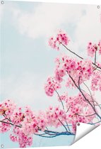 Gards Tuinposter Roze Bloesemboom - Bloemen - 80x100 cm - Tuindoek - Tuindecoratie - Wanddecoratie buiten - Tuinschilderij