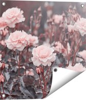 Gards Tuinposter Roze Rozen Bloemen - 50x50 cm - Tuindoek - Tuindecoratie - Wanddecoratie buiten - Tuinschilderij