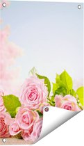 Gards Tuinposter Boeket Roze Rozen Bloemen - 40x60 cm - Tuindoek - Tuindecoratie - Wanddecoratie buiten - Tuinschilderij