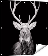 Gards Affiche de Jardin Tête de Cerf - Wit Zwart - 80x80 cm - Toile de jardin - Décoration de jardin - Décoration murale extérieure - Tableau de jardin