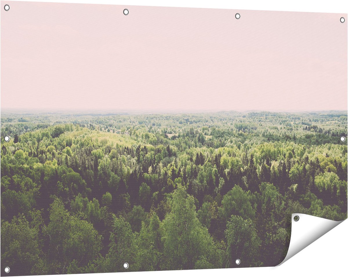 Gards Tuinposter Eindeloze Bos met Groene Bomen - 120x80 cm - Tuindoek - Tuindecoratie - Wanddecoratie buiten - Tuinschilderij Multikleur