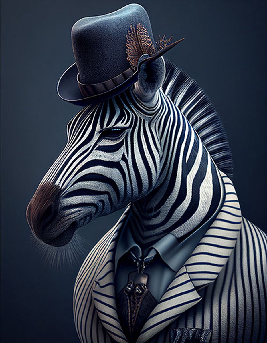 AI - Woondecoratie - Poster - Dieren - Zebra - Pak - 18 - 50 x 70 cm