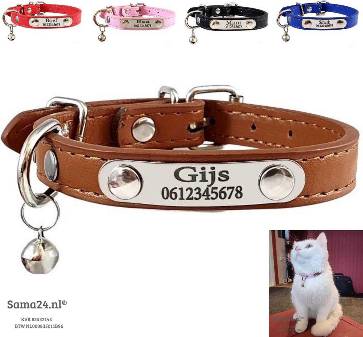 Sama24 gegraveerde kattenhalsband