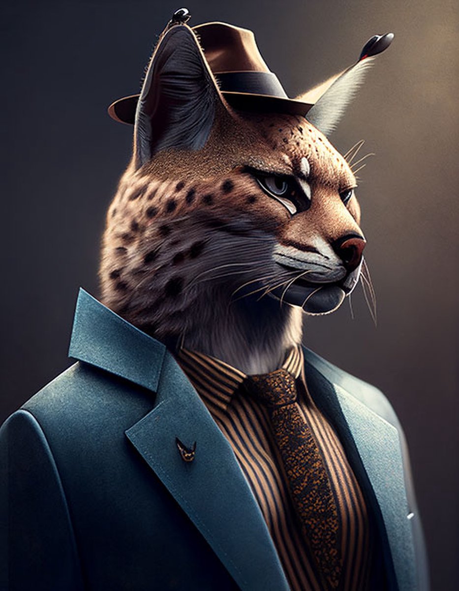 AI - Woondecoratie - Poster - Dieren - Kat - Pak - 35 - 30 x 40 cm