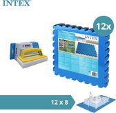 Intex - Zwembadtegels - 12 verpakkingen van 8 tegels - 24m² & WAYS scrubborstel
