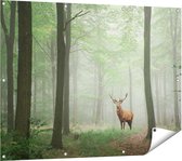 Gards Tuinposter Hert in Bos - 120x90 cm - Tuindoek - Tuindecoratie - Wanddecoratie buiten - Tuinschilderij