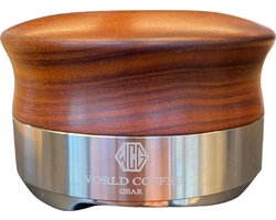 World Coffee Gear - Red Rose Wood Distributor - Espresso - LET OP! 58mm - Barista essential - Koffie verdeler - RVS - 3 pads - Luxe uitstraling