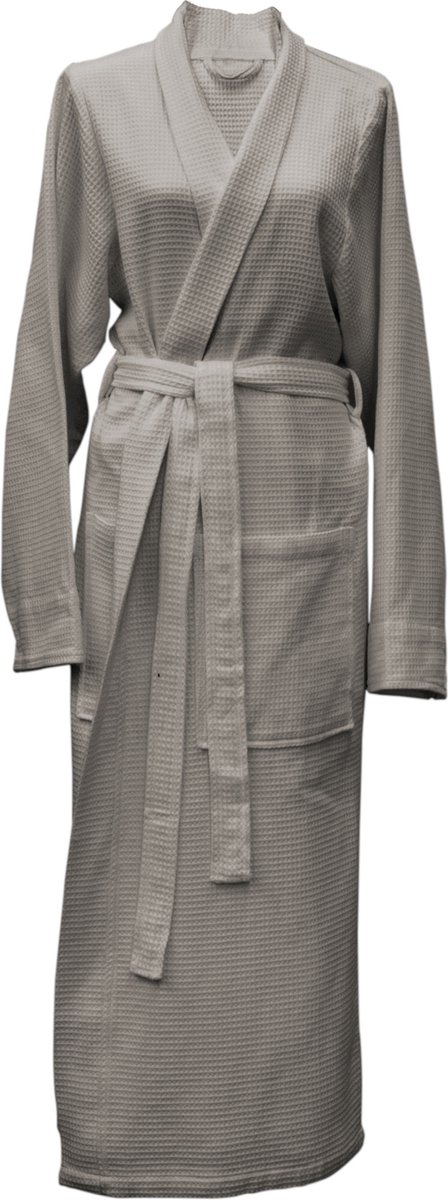 Heckett & Lane luxe waffelstructuur katoen badjas - s - taupe