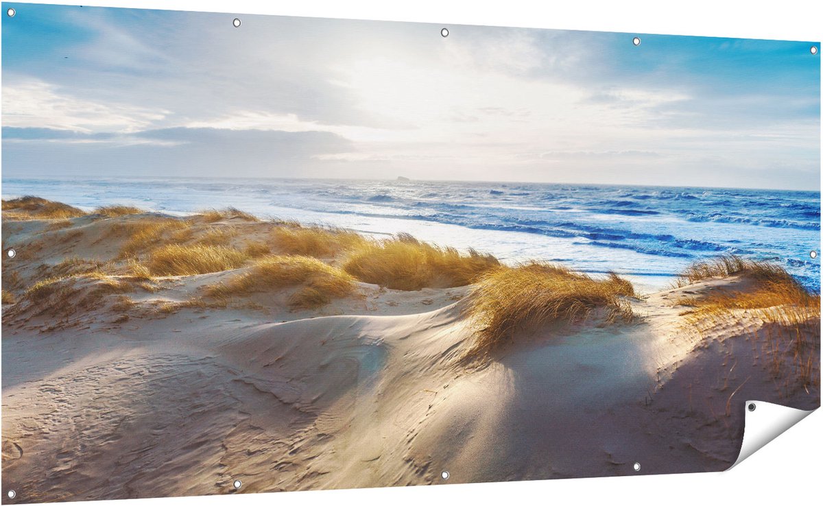 Gards Tuinposter Duinen en Zee - 200x100 cm - Tuindoek - Tuindecoratie - Wanddecoratie buiten - Tuinschilderij Multikleur
