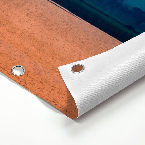 Gards Tuinposter Silhouet van Zwerm Vogels bij Zonsondergang - 150x120 cm - Tuindoek - Tuindecoratie - Wanddecoratie buiten - Tuinschilderij