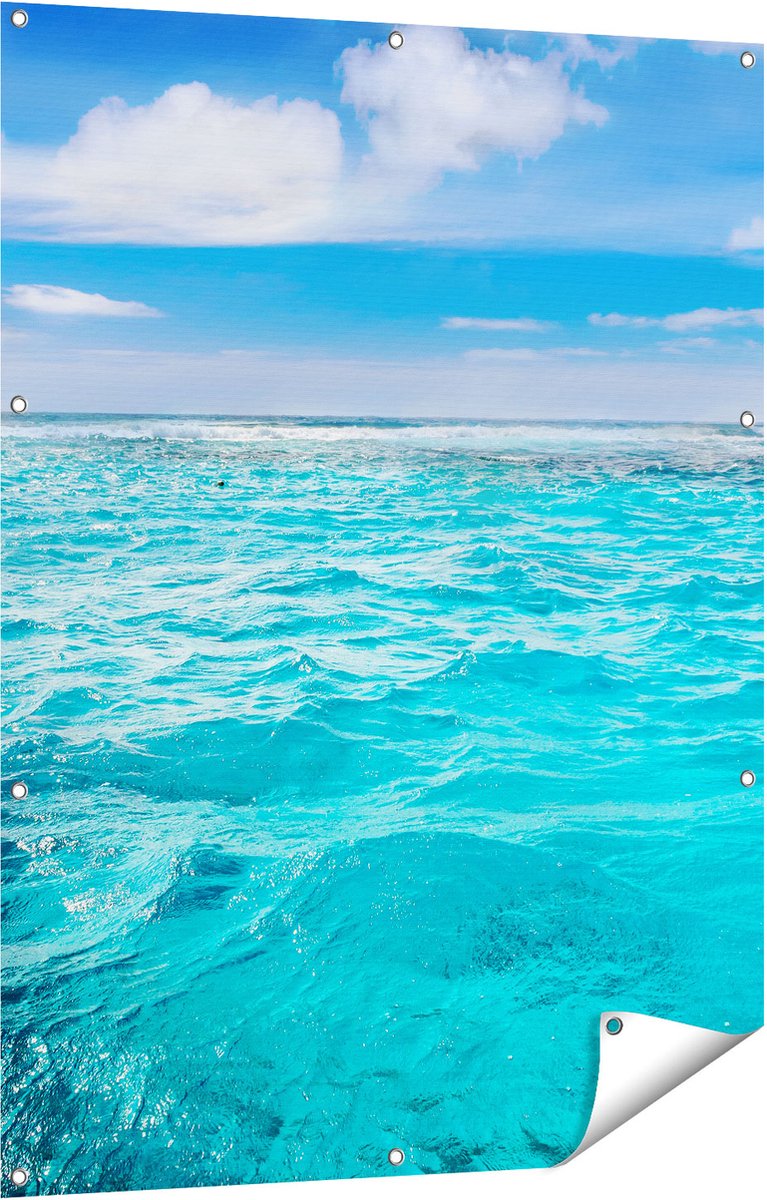 Gards Tuinposter Blauwe Caribische Zee Water - 90x120 cm - Tuindoek - Tuindecoratie - Wanddecoratie buiten - Tuinschilderij Multikleur