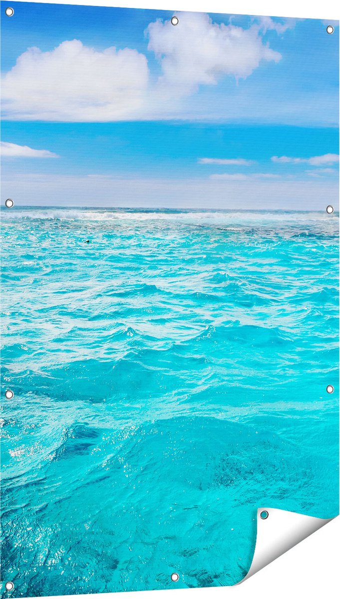 Gards Tuinposter Blauwe Caribische Zee Water - 80x120 cm - Tuindoek - Tuindecoratie - Wanddecoratie buiten - Tuinschilderij Multikleur