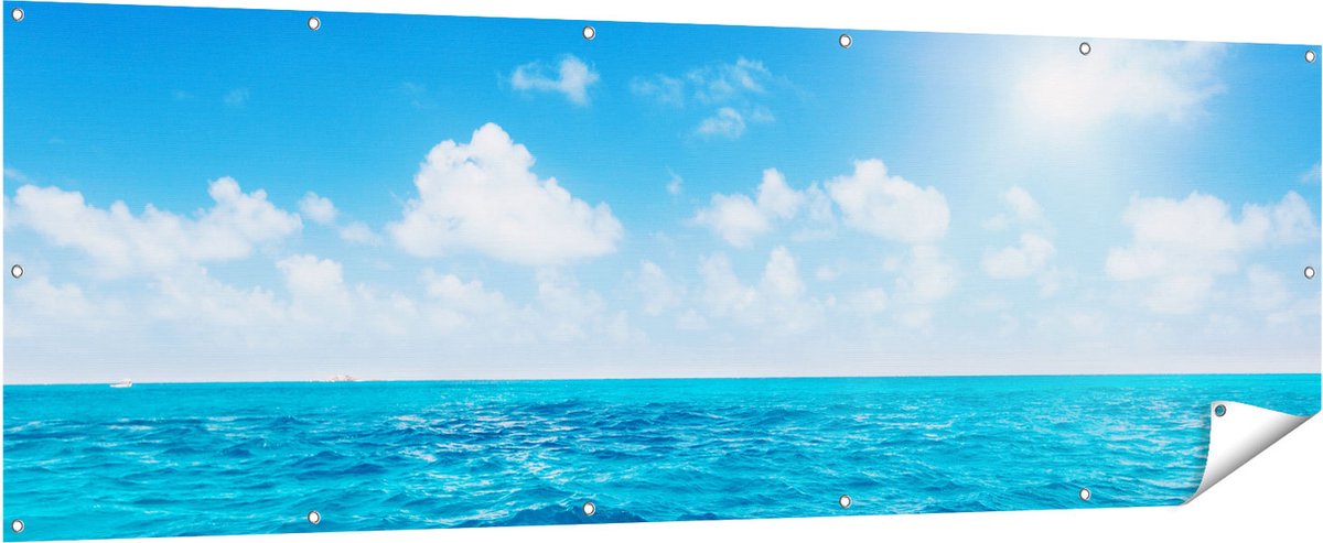 Gards Tuinposter Water Midden op Zee met Zonneschijn - 210x70 cm - Tuindoek - Tuindecoratie - Wanddecoratie buiten - Tuinschilderij Multikleur