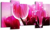 Peinture sur toile Tulipe | Rose, blanc, gris | 120x65 5 Liège